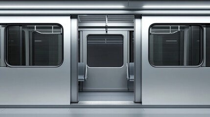 Modern Subway Car Interior Empty with Sleek Design.