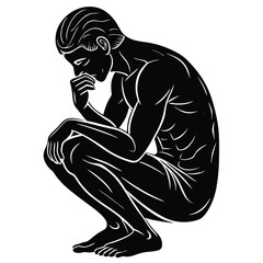 Silhouette of a Man in Thoughtful Pose