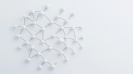 Fototapeta premium A minimalist representation of a molecular structure, featuring interconnected nodes and lines against a light background.
