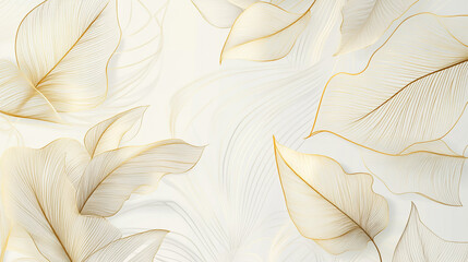 Cast intricate shadows on a neutral background with leaves, An artistic design featuring soft and muted foliage with detailed leaf patterns, designs materials, or seasonal decoration background.