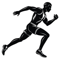 Silhouette of a Male Sprinter Running a Race