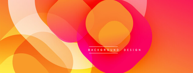 Abstract background features overlapping circles, gradients ranging from yellow to pink. Modern design evokes warmth, fluidity, simplicity. Perfect for digital projects.