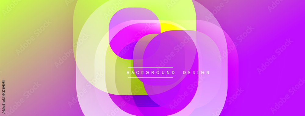 Aufkleber Vibrant abstract composition. Overlapping translucent circles create dynamic visual effect. Gradient colors blend smoothly, forming modern background design. Smooth transitions, soft hues.