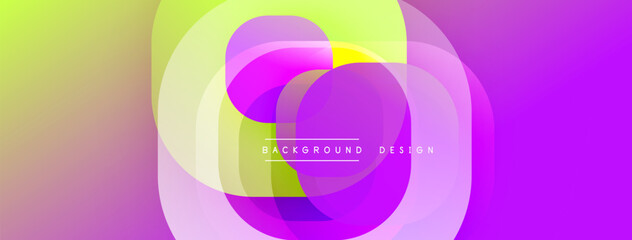Vibrant abstract composition. Overlapping translucent circles create dynamic visual effect. Gradient colors blend smoothly, forming modern background design. Smooth transitions, soft hues.