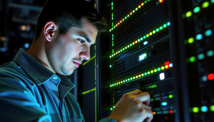 IT Technician Working in Data Center