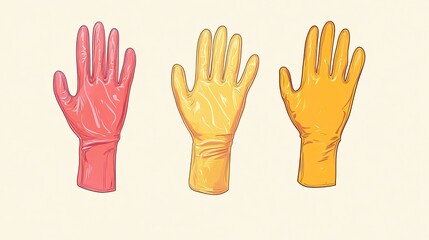 Colorful Rubber Gloves Cleaning with Hygiene, and Protection.