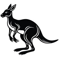 Stylized Black and White Kangaroo Illustration