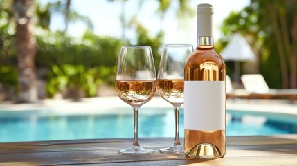 Ros Wine by the Pool Tropical Vacation Relaxation.