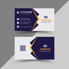 Creative and simple double-sided landscape orientation clean vector corporate business card template with black and yellow colour for business and personal use illustration design