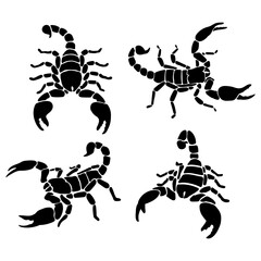 silhouette animal scorpion collection on white background