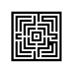 Abstract black and white square maze pattern, concept for graphic design, logo, and website template