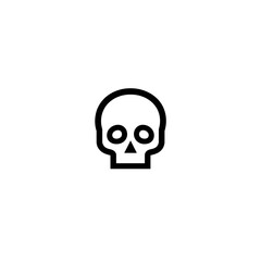 Fototapeta premium Simple black line art skull icon, isolated on white background; concept for danger warning, Halloween, pirate, death, memorial design
