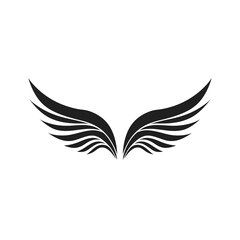 Obraz premium Stylized black wings illustration on white background, concept for logo design, branding, and identity