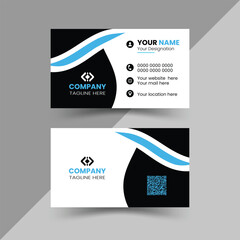 Unique and simple double-sided landscape orientation, clean vector corporate business card template with black and yellow colour for business and personal use, illustration design