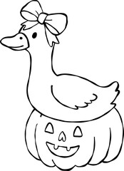 Halloween Goose Clipart – Cute Coquette Animal in Costume for Autumn Decor and Spooky Projects