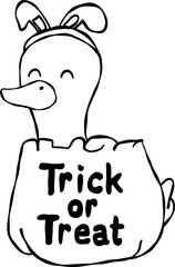 Obraz premium Halloween Goose Clipart – Cute Coquette Animal in Costume for Autumn Decor and Spooky Projects