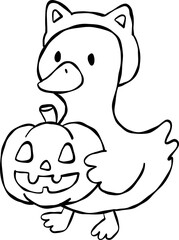 Halloween Goose Clipart – Cute Coquette Animal in Costume for Autumn Decor and Spooky Projects