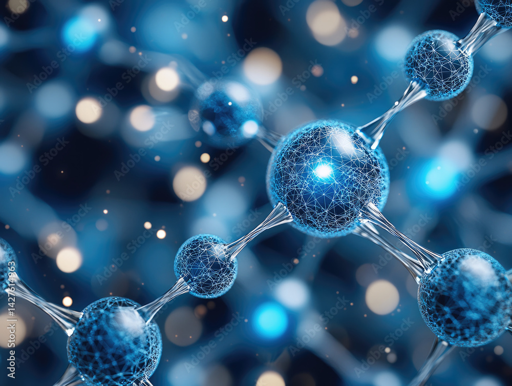 Leinwandbilder detailed 3d rendering of molecular structures showcases interconnected blue spheres, representing at