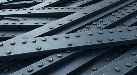 Interlocking Steel Supports with Rivets Create a Strong Structural Pattern