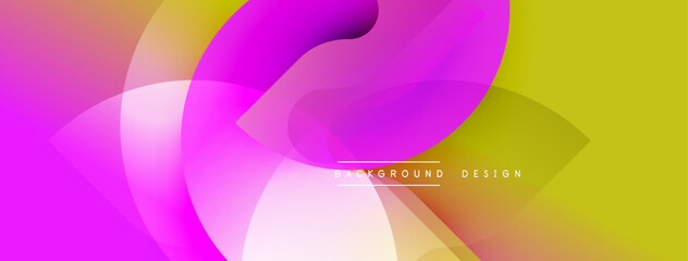 Abstract vibrant background. Overlapping colorful shapes create dynamic composition. Gradient hues transition from pinks, purples to yellows. Modern design element for digital projects.