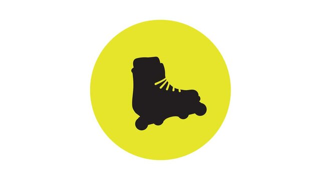 Aggressive roller skates animation icon. Motion graphics 4k