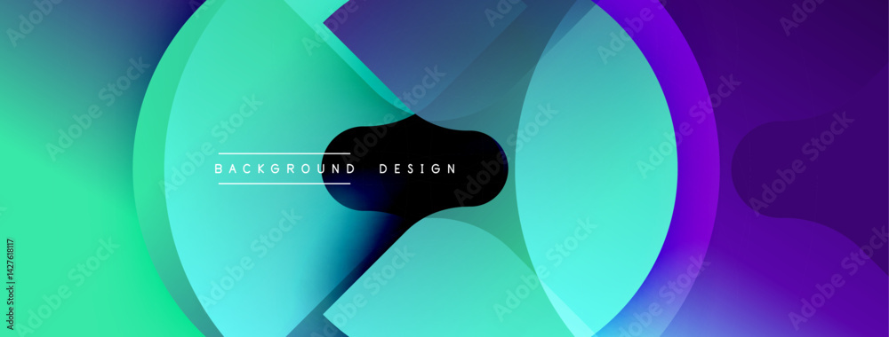 Fototapete abstract fluid shapes blend vibrant turquoise, purple hues. modern design features overlapping layer