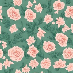 Delicate Rose Flowers Repeating Design