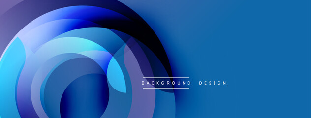 Abstract blue layers create dynamic swirl. Gradient shades blend seamlessly, forming modern background design. Minimalist aesthetic, clean lines, vibrant color scheme.