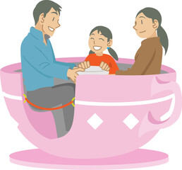 ティーカップに乗る家族