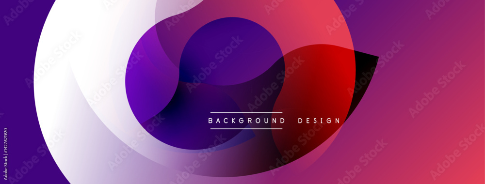 Poster abstract fluid shapes overlap, creating vibrant gradients. purple, red, white hues blend seamlessly.