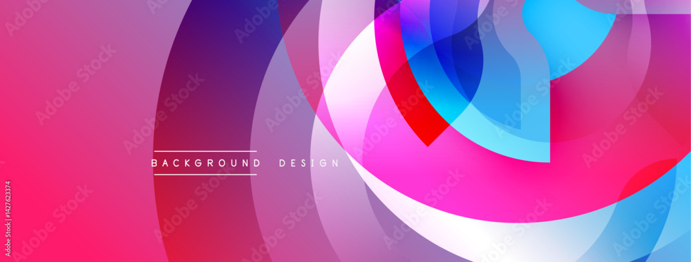 Leinwandbilder abstract vibrant layers create dynamic composition. overlapping circles, flowing shapes, gradients o