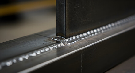 Detail Of A Welding Seam On Metal Construction Structure Close Up View