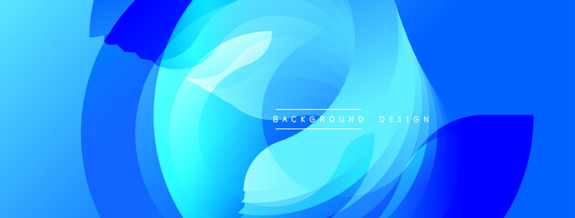 Abstract fluid shapes, vibrant blue hues create dynamic composition. Smooth gradients, overlapping layers suggest movement, modern design element. Perfect backdrop for digital projects.