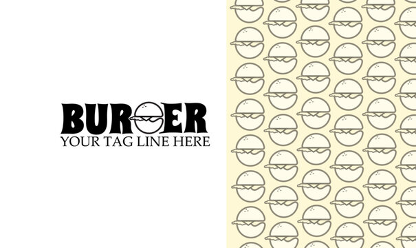 Creative Burger Logo Design with Modern Background Pattern &ndash; Perfect for Restaurant Branding and Menu Art