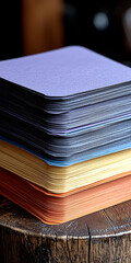  Colorful Stacked Paper Sheets on Wooden Surface