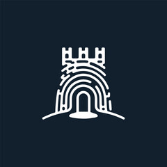 Fototapeta premium Fingerprint fortress logo