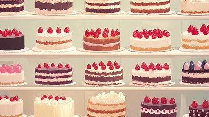 Delicious Cakes Bakery Showcase with Sweet Treats, and Pastel Colors.