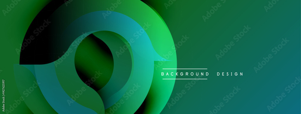 Fototapete Abstract swirling layers create dynamic gradient effect. Modern design utilizes shades green, teal. Minimalist composition suitable background, presentation.