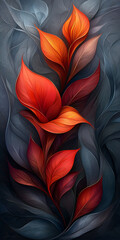  Vibrant Orange and Red Leaves with Blue Background Design