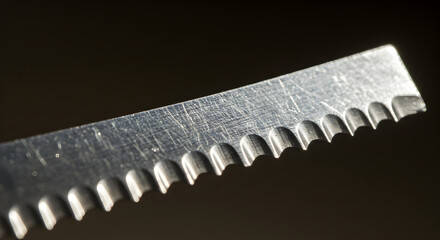 Serrated Edge Close Up Of A Silver Metallic Blade