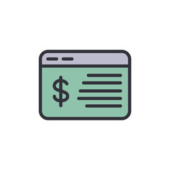 Online payment colored icons, minimalist vector illustration ,simple transparent graphic element .Isolated on white background