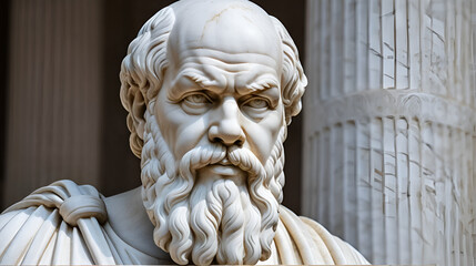 Close-Up marble statue of the Great Greek philosopher Socrates