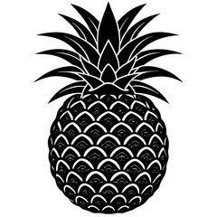 Obraz premium Black and White Pineapple Silhouette – Tropical Fruit Vector Illustration