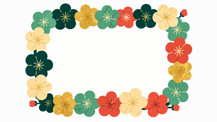 The peach blossom vector pattern forms a border.