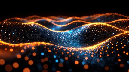 Vibrant glowing luminous energy waves abstract digital backdrop with dynamic light patterns neon gradients and shimmering particle swirls creating a mesmerizing futuristic