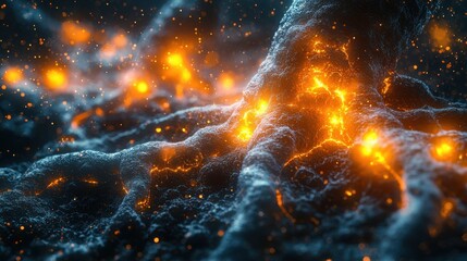 Dramatic cosmic explosion with vibrant fiery energies erupting in a captivating abstract space backdrop  Visualizing the powerful luminous forces of the universe through a visually stunning