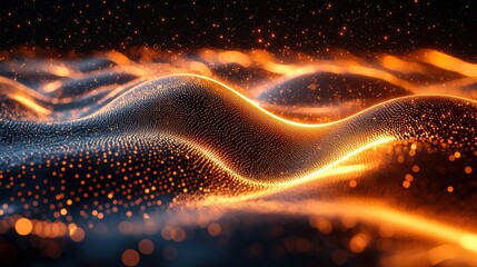 Glowing Luminous Waves of Abstract Digital Energy and Motion Background  Futuristic dynamic waves curves and particles in vibrant neon colors with a high tech sci fi feel