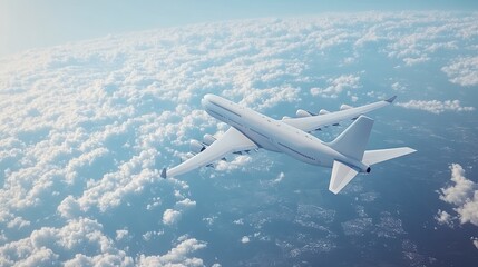 Airplane Soaring Above Cloudscape Travel Freedom.