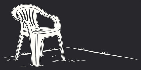 chair isolated on dark black background. modern design plastic chair  vector, illustration.
