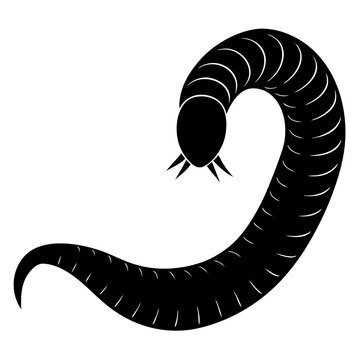 black worm silhouette on white background clip art preview
